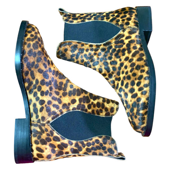 Rebecca Minkoff Leopard Print Sabeen Genuine Calf Hair Chelsea Boot NEW Size 7.5 - Picture 3 of 15